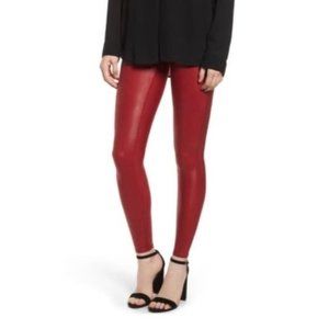 Spanx Faux Leather Leggings in Color Crimson
